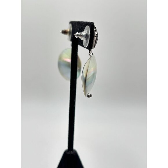 925 Sterling Silver & Mother Of Pearl Dangle Earrings - Picture 6 of 7